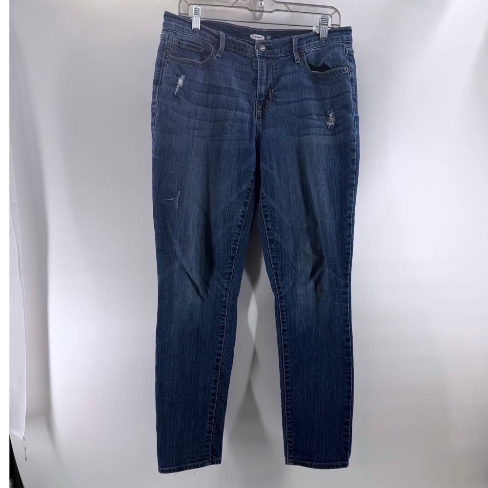 Old Navy Curvy Skinny Jeans Womens 10 Medium Wash Distressed High Rise Stretch